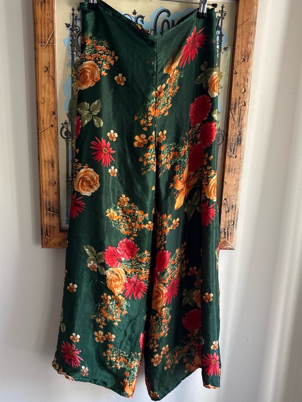 Boho Floral Yellow & Green Reversible Tie Silk Pants - Picture 5 of 6
